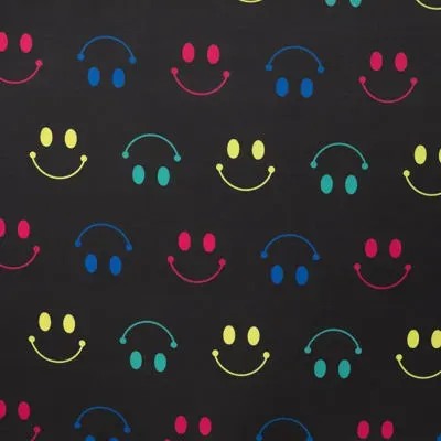 Softshell zwart met kleurrijke smileys